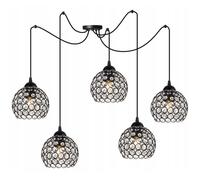 Plafonnier Suspendu - Light-Home - SPIDER CRYSTAL 2220/5 - Métal Noir - Réglable 200 cm