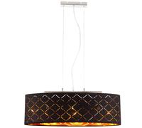 Plafonnier suspendu or noir salle à manger lampe suspension table à manger, 3 flammes orientales, métal textile, 3x LED 7W 806Lm 2700K, LxlxH 65x25x140 cm