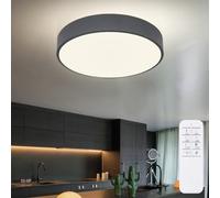 Plafonnier Plafonnier LED Lampe de salle à manger graphite télécommande avec veilleuse et rétroéclairage, métal plastique, 1x LED 24 W 1280 lm, DxH 40x10,5 cm