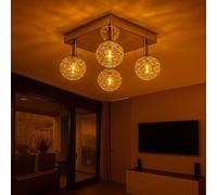 Plafonnier Suspension Bille Spots Tournant Chrome Projecteur Pivotant Argent