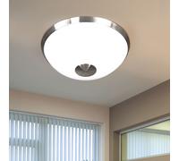 Plafonnier Plafonnier Lampe de cuisine Lampe de couloir LED rond blanc, plastique nickel mat, 16W 1150lm 3000K, DxH 30x14 cm