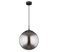 Plafonnier suspension boule de verre suspension boule de verre fumé en attente, métal noir mat, 1x E27, DMxHauteur 30x120cm, salon salle à manger chambre