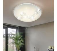 Plafonnier LED rond en verre, luminaire de couloir en cristal, lampe de cuisine blanche, 8W 645lm blanc neutre, DxH 25x9,5 cm, Globo 48258-8