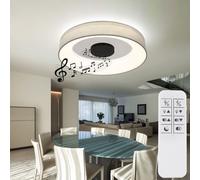 Plafonnier Lampe de plafond Parasol Lampe de salon, haut-parleur Télécommande CCT dimmable, LED 40W 2000Lm blanc chaud-lumière du jour, DxH 46,8x9,8cm
