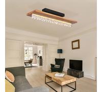 Plafonnier Suspension Holzleuchte Cristaux Transparent Optique Bois Opale LED