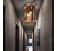 Plafonnier Suspension Holzleuchte Lumière pour Salle à Manger Cage Noir L 45 CM