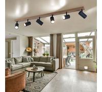 Plafonnier Suspension Holzleuchte Spots Souple Métal Gris Campagne