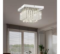 Plafonnier Suspension Kristallleuchte Lampe Salle à Manger Verre Carré LED