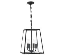 Plafonnier Suspension Lampe Acier Verre Lanterne Noir Dimmable Eclairage