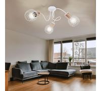 Plafonnier Suspension Lampe Bois Rondell Couloir 3 à Flammes Blanc D 60 CM