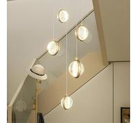 Plafonnier, Suspension, Lampe D’escalier, Lustre, Boule De Verre, Lustre à LED, Suspension D’escalier, Longues Suspensions, Cages D’escalier à Longueur Réglable Et Livin, One Color, 5 Heads
