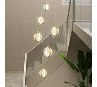 Plafonnier, Suspension, Lampe D’escalier, Lustre, Boule De Verre, Lustre à LED, Suspension D’escalier, Longues Suspensions, Cages D’escalier à Longueur Réglable Et Livin, One Color, 6 Heads