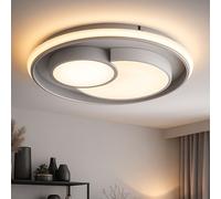 Plafonnier dimmable via interrupteur salon LED blanc gris plafonnier, métal plastique, 1x LED 34W 2250lm, DxH 50x8,5 cm, WOFI 11609