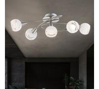 Plafonnier Suspension Lampe de Chambre 5 à Flammes Verre Satiné Transparent LED