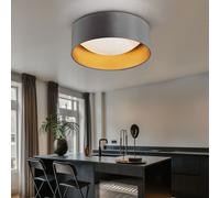 Plafonnier LED effet étoilé Lampe de salon Abat-jour textile taupe or Plafonnier Moderne, blanc rond, 12W 1300Lm blanc neutre, DxH 32x11 cm