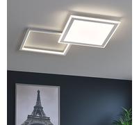 Plafonnier LED avec télécommande Plafonnier salle à manger dimmable CCT, aluminium argent, 36W 2000Lm, LxlxH 51x51x4,5 cm, WOFI 11523
