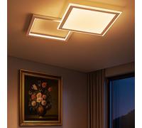 Plafonnier LED avec télécommande Plafonnier salle à manger dimmable CCT, aluminium argent, 36W 2000Lm, LxlxH 51x51x4,5 cm, WOFI 11523