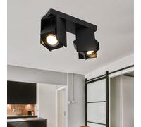 Plafonnier Suspension Lampe de Chambre Mobile 2 à Flammes Noir L 25,6cm