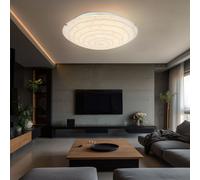 Plafonnier Suspension Lampe de Chambre Rond 1 à Flammes Argent LED D 30 CM