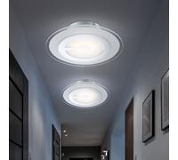 Plafonnier plafonnier lampe de salon lampe de couloir lampe de chambre, verre chromé satiné, LED, DxH 23x5,7 cm, lot de 2