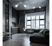 Lampe de plafond Spot lampe de salon 2 flammes mobile, chrome mat argenté, 2x G9 3W 300Lm blanc chaud, LxlxH 25x6x11cm, 2er Set