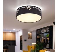 Plafonnier Suspension Lampe de Salon 2 à Flammes Tissu Couloir Noir