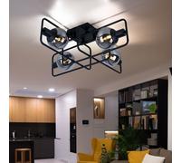 Plafonnier Suspension Lampe de Salon Billes de Verre Fumée 4 à Flammes L 61cm