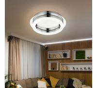 Lustre en Cristal Plafonnier Suspension Chrome Blanc Neutre LED Diamètre 28cm