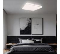 Plafonnier LED Lampe de salon métal acrylique blanc anneau chromé décor Sparkle, 24W 1800lm blanc chaud, L 33,5 cm