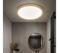 Plafonnier, lampe de salle de bain, plafonnier, lampe de salon, lampe de salle à manger, laiton plastique blanc, rétroéclairage IP44 fonction mémoire dimmable, 18W 1600Lm 3000K blanc chaud, D 29,4 cm