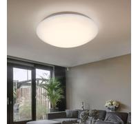 Plafonnier LED plafonnier salon blanc rond, métal acrylique, 16W 880lm blanc chaud, DxH 34,5x9 cm, Globo 4141873