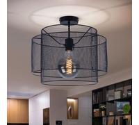 Plafonnier Suspension Lampe de Salon Noir Rond 1 à Flammes Cage D 40 CM