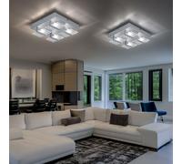 Plafonnier Suspension Lampe de Salon Satiné 4 à Flammes Verre LED 2er Set