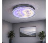 Plafonnier Suspension Lampe de Salon Télécommande Chrome Rond LED D 43 CM