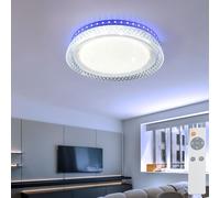 Plafonnier blanc lampe de salon télécommande plafonnier dimmable, RGB LED effet étoile mémoire CCT, 1x LED 10,5W 1100lm 2700-6500K, DxH 28x5 cm