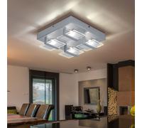 Plafonnier Suspension Lampe de Salon Verre Argent Aluminium Clair LED L 26 CM