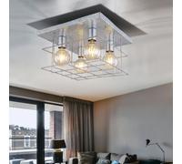 Plafonnier plafonnier salon lampe de couloir lampe de salle à manger, forme grille zinc, 4 ampoules, E27, H 26 cm