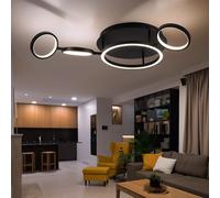 Plafonnier plafonnier LED salle à manger lampe de salon moderne LED noir en forme d'anneau, métal plastique, 1x 23W 1080lm 3000K, LxPxH 79x39x11,5 cm