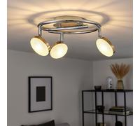 Plafonnier spot orientable rondell chromé plafonnier aluminium, nickel mat, 3x LED 5W 345Lm blanc chaud, DxH 25x16,5 cm