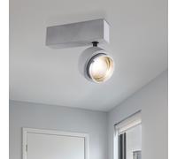 Plafonnier Spot Spot de plafond Lampe de salle à manger Plafonnier industriel avec spot mobile, gris béton chromé, LED 10 watts 400 lumens blanc chaud, LxlxH 19x9,7x15 cm