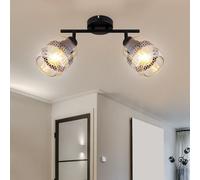 Plafonnier Suspension Lampe Salle à Manger Verre Ambre 2 Flammes Spots Réglable