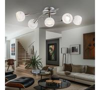 Plafonnier Suspension Lampe Salle à Manger Verre Bille Motif Mat 5 à Flammes LED