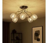 Plafonnier chrome cristal spot plafonnier cristaux 5 ampoules, maille chromée, 5x douilles E14, DxH 54x22 cm