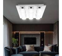 Plafonnier Suspension Luminaire de Salon LED Chrome Anneaux Satiné 9-Flammig