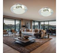 Plafonnier Suspension Luminaire de Salon LED Couloir Blanc Chrome D 25 CM 2x