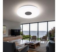 Plafonnier LED plafonniers plafonnier de salon de forme ronde, chrome avec abat-jour acrylique, 1x LED 18W 1260 lm blanc chaud, 37,5 cm