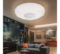 Plafonnier Suspension Luminaire de Salon LED Décor Étamé Blanc D 40cm