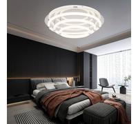 Plafonnier Suspension Luminaire de Salon LED Ring-Design Blanc Chrome D 55 CM