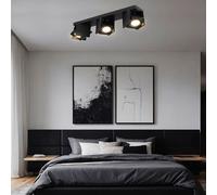 Plafonnier Suspension Luminaire Sportif de Cuisine Aluminium Noir Spots Pivotant