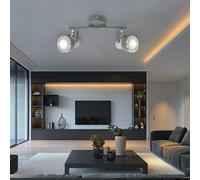 Spot de plafond plafonnier de salon gris avec spots orientables, métal gris pierre, 2x GU10, LxH 26 x 18,5 cm